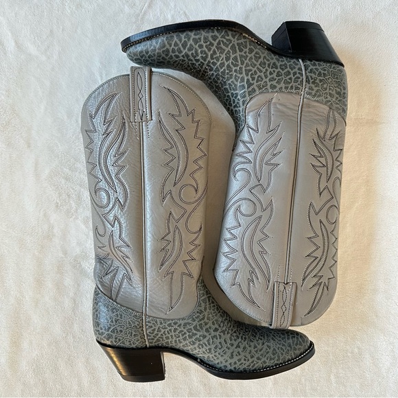 Dan Post Gray Western Patterned Cowboy Boots - Picture 7 of 8